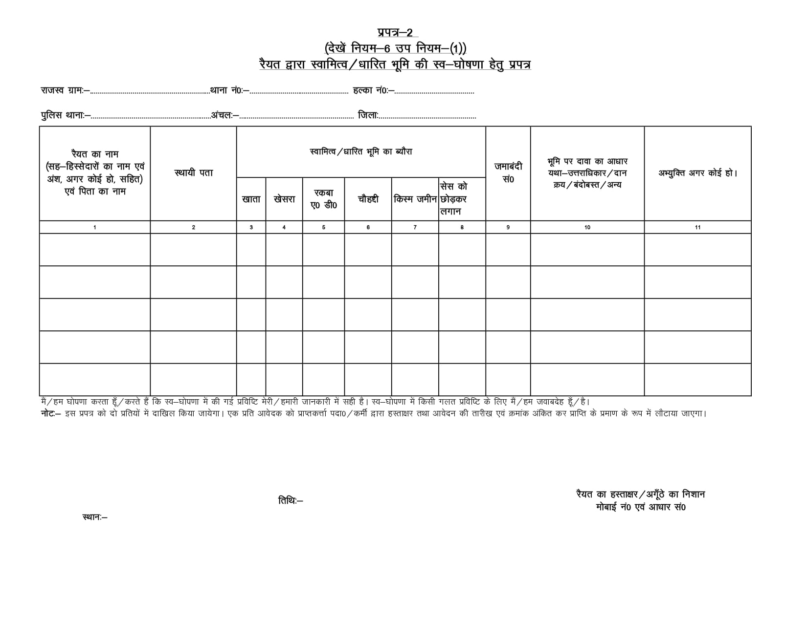 Bihar Bhumi Survey Form Pdf Ghoshna Patra Prapatra